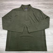 J.Crew Mens XL Double-Knit Quarter Zip Pullover Olive Green Stretch Preppy NWT picture