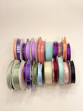 23 Vintage NOS Craft Ribbon Spools Assorted Colors Sizes Offray Mixed Lot picture