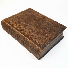 Antique 1871 Leather Bound Bagster Bible Lippincott Publishing New Old Testament picture