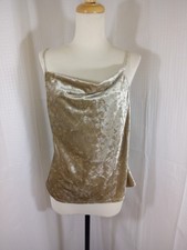 Skies Are Blue Woman Size XS NWT Cowl neck strappy Velvet cami top Champagne picture