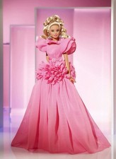 Mattel Barbie Pink Collection Silkstone Collector Doll Blonde Curly Hair HCB74 picture