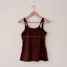 Babydoll Tank Top Xhilaration Y2K Velvet Trim Brown Baby Doll 2010's picture