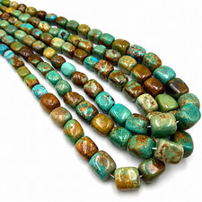 Natural Graduated Turquoise Irregular Rectangle Cube Beads Size 5-10mm 16'' Strd picture