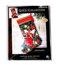 Vtg Dimensions GOLD Collection Stocking Kit CHRISTMAS ANGEL 9135 Needlepoint NEW picture