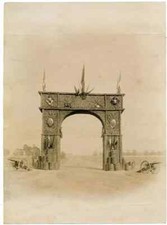 French colonies Triumphal Arch Photo print handicraft on letter paper 1900c L252 picture