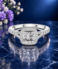 Diamond Engagement Ring IGI Certified Lab Grown 1.38 Ct Cushion 14k White Gold picture