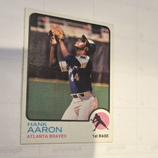 Topps 1973 Hank Aaron Atlanta Braves Base Set Baseball Card #100 picture