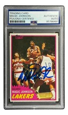 Magic Johnson Signed On Card 1981 Topps #21 Lakers Trading Card PSA picture