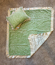 RARE Vintage 2005 Little Giraffe Sage Green Velvet Damask Baby Blanket + Pillow picture