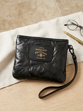 Vintage 1999 Perrier-Jouet Champagne Black Leather Clutch Travel Bag Unisex Rare picture