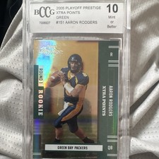 2005 Playoff Prestige Aaron Rodgers RC Xtra Points Green 49/50 BCCG 10 picture