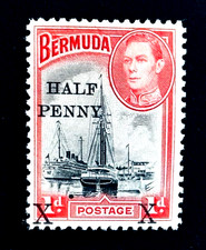BERMUDA Stamp - 1940 King George VI & Boat Overprint Half Penny Sn 129 MH r26 picture