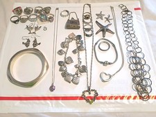 VTG Silver Jewelry Lot TIFFANYS Necklace PANDORA Bracelet NOT SCRAP Anklet Rings picture
