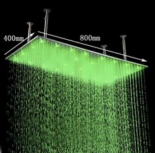 Luxury Brushed Gold LED Ceiling Mount Shower Head (800x400mm) - Brand New picture