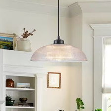 Edislive Chandelier Dome Pendant 1 Light Black 13.78 in with Prismatic Glass picture