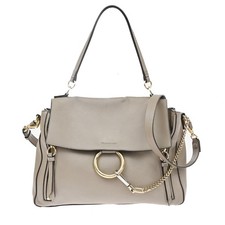 CHLOE Logo Faye Day 2Way Shoulder Bag Leather Motty Gray GHW Italy 80KD209 picture