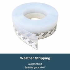 16FT/5M Weather Stripping Door Seal Strip Self Adhesive Silicone Bottom Stopper picture