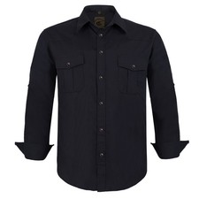 Men's Western Cowboy Long Sleeve Pearl Snap Casual Work Solid Shirts picture