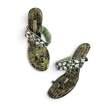 Vintage Manolo Blahnik Kitten Heels Croc Embossed Beaded Toe-Loop - Size 37 (7) picture