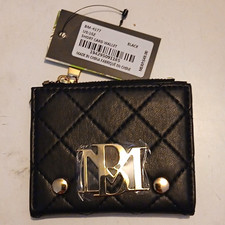 Badgley Mischka Black Quilted Logo Zip-Around Card Wallet, Women's picture