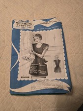 VINTAGE 1950s BUCILLA READY TO EMBROIDER THRIFT KIT COBBLERETTE APRON GREEN picture