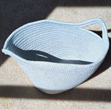 Light Blue Woven Oval Storage Basket w/ Handles Freestanding 10 in Unfinished picture