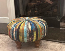 Vintage Industrial Tuffet Ottoman Handmade Footstool 18