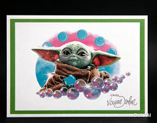 STAR WARS: GROGU (BABY YODA) – ORIGINAL SIGNED ARTWORK BY LOUISE DRAPER #Topps picture