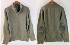 Barbour Holden Quarter Zip Wool Sweater - featuring Tartan Elbow Patches - Large picture