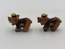 Vintage, Anri 1950's Wooden University of Montana Grizzly Mascot 2.5” Pair RARE picture