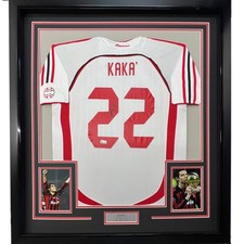 Framed Autographed/Signed Ricardo Kaka AC Milan 35x39 White Jersey BAS COA picture