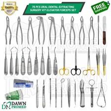 75 Pcs Oral Dental Extracting Surgery Kit Elevator Forceps Set German Grade picture