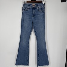 Mother The Weekender Fray A Groovy Kind Of Love Flare Jeans Raw Hem Jeans Sz 25 picture