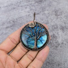 Tree Of Life Labradorite Gemstone Copper Wire Wrapped Handmade Pendant picture