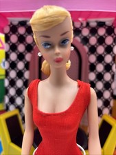 Mattel Blonde SWIRL PONYTAIL BARBIE Doll In Original Red Bathing Suit GORGEOUS picture