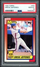 1990 TOPPS GREGG JEFFERIES #457 NEW YORK METS ROOKIE CUP PSA 10 GEM MINT picture