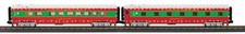 MTH 30-68307 RailKing Christmas 2-Car 60’ Streamlined Passenger Set w/LED Lights picture