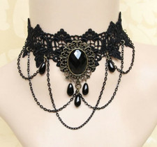 Gothic Black Lace Necklace Collar Choker Retro Vintage Chain, Vampire Halloween picture