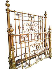 Antique Ornate Bow Foot Brass Bed Adams Westlake Co. Chicago Full/Double Bed picture