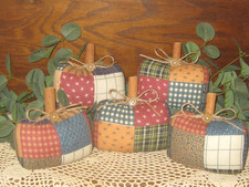 Fall Country Farmhouse 5 Fabric Pumpkins Wreath Accents Bowl Fillers Handmade picture
