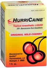 HurriCaine 20% Benzocaine Oral Topical Anesthetic Liquid Original Wild Cherry picture