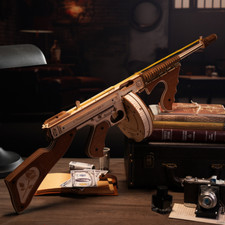 Rokr Thompson Submachine Gun Toy Gift for Boys Wooden Puzzle LQB01 Gun Model Kit picture