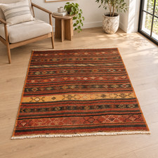 Malatya kilim Geometric Red 4.5 x 5.2 ft Rug picture