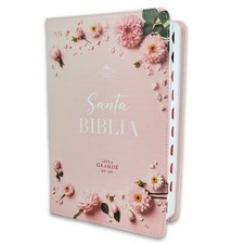 Biblia Letra Grande 12 puntos para Mujer RV1960 imit piel rosa floral con indice picture