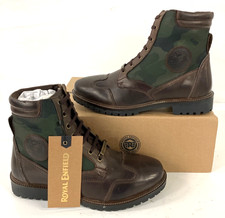 Royal Enfield Men's Stellar Brown Camo Leather Riding Boots - Size 8.5 - NEW picture