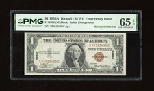 DBR 1935-A $1 Silver Hawaii Gem SC Block Fr. 2300 PMG 65 EPQ Serial S54513430C picture