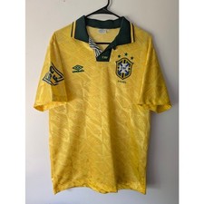 Brazil 1992-93 Home Jersey Mens Large Vintage Umbro Authentic Rare Yellow picture