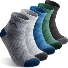 Mens Womens Merino Wool Hiking Socks 5 Pairs Quarter Ankle Thick Cushion picture