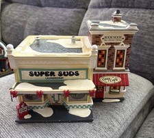 Department 56 Snow Village Super Suds Laundromat (1999) No Cord (READ) picture