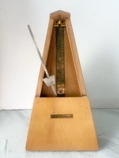 Vintage Seth Thomas Metronome De Maelzel Wood Wind-Up  w/ Cover- TESTED WORKING picture